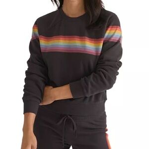 🔥 Marine Layer Anytime Rainbow Striped Sweatshirt Size XL Women
